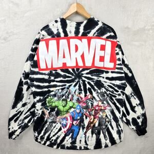 Marvel Spirit Jersey Shirt Men Large Black Tie Dye Long Sleeve Avengers Disney